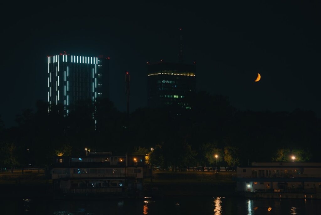 historic luxury hotel exterior Belgrade Serbia night