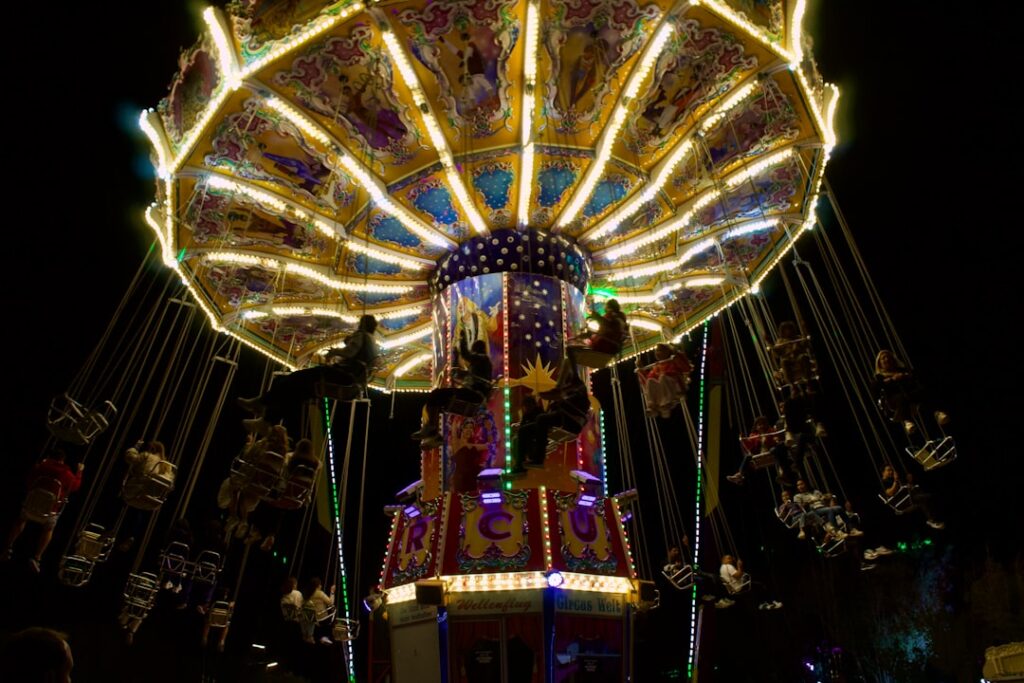 roller coaster night lights new theme park Saudi Arabia